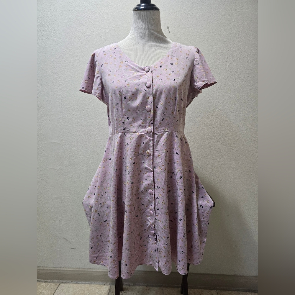 Floral Pink Button-Down Dress